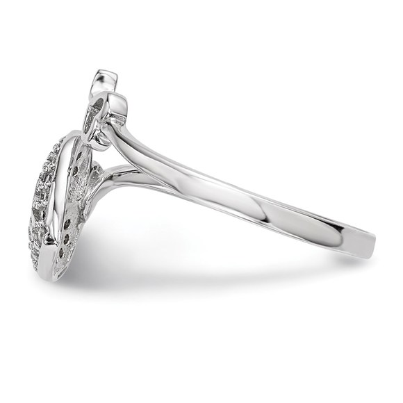 925 Sterling Silver Rhodium-plated CZ Heart Lock and Key Ring - Picture 3 of 5